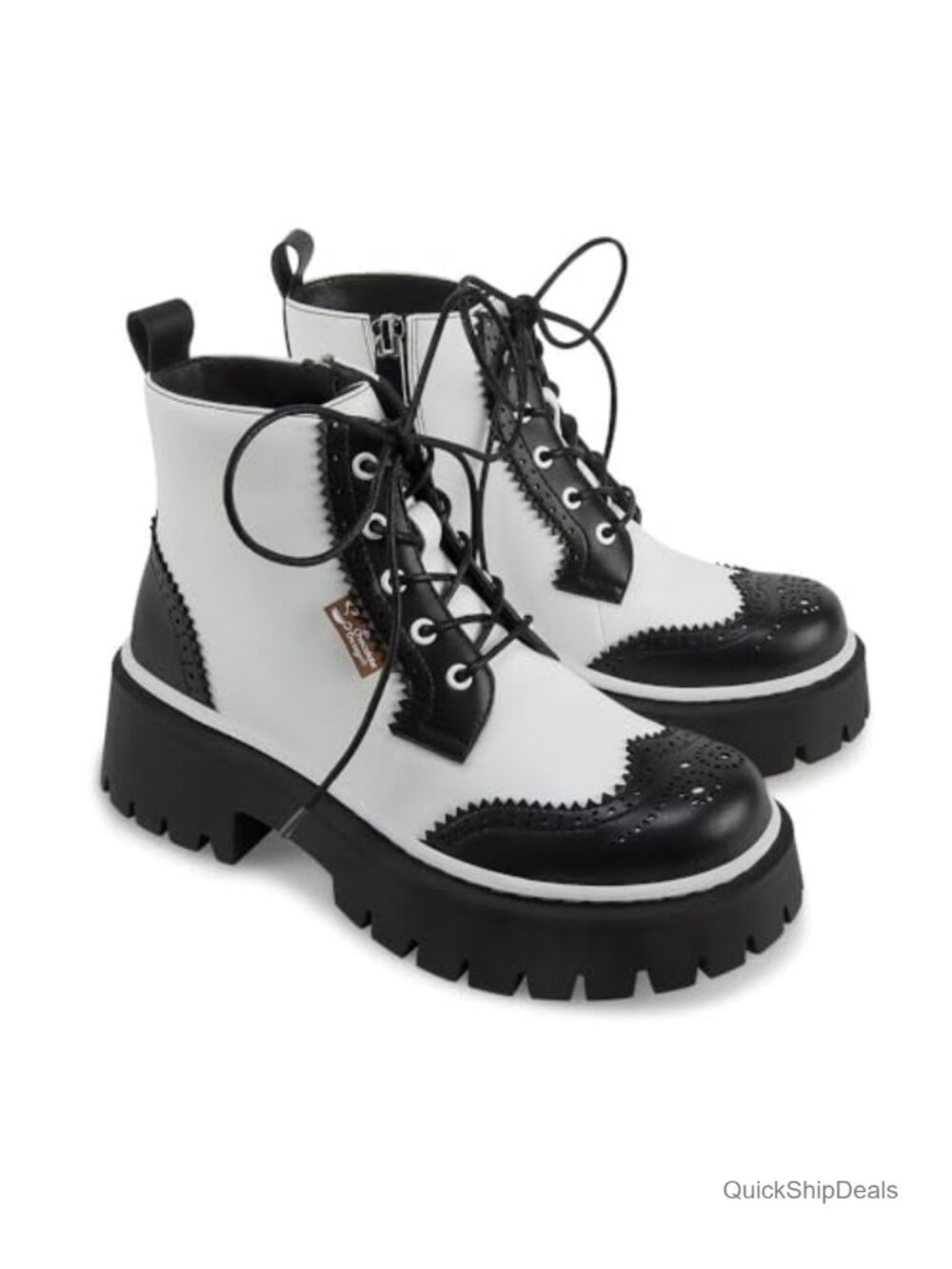 Chunky Ankle Boots with Wingtip Detail